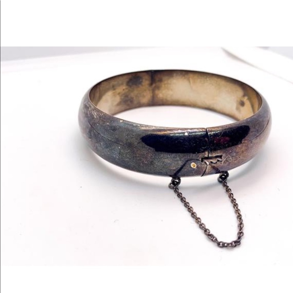 Vintage Sterling Silver Hinged Cuff Bracelet